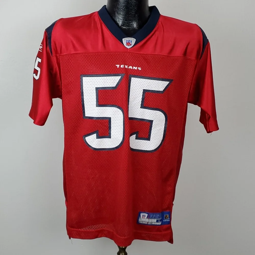 Youth Houston Texans Reebok Jersey Jamie Sharper #55 Red NFL Football Kids Size
